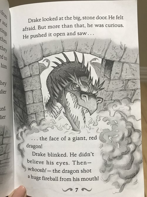 Image shows a page from the novel Dragon Masters. In a blog post by In Around the Middle @ aroundthemiddle.com titled Best Back to School Books for Grades 2-4: How to Choose the RIght Class Text